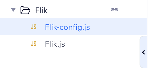 flik-config.js and flik.js files highlighted inside the Flik plugin folder